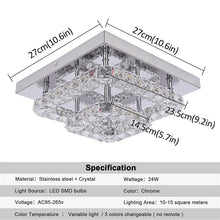 Load image into Gallery viewer, K9 Crystal LED Chandelier Ceiling Lamp