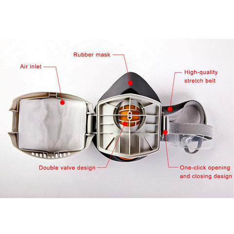 Image of Dust Mask +20pcs Filter Half Face Dust-proof Construction Mask