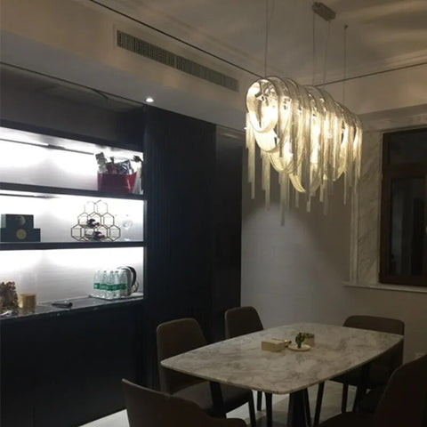 Image of Atlantis Aluminum Chain Pendant Light - Luxurious Modern Chandelier
