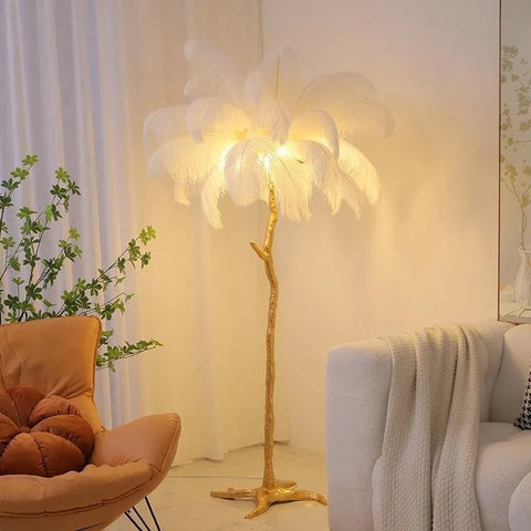 Image of Luxury Nordic Ostrich Feather LED Floor Lamp