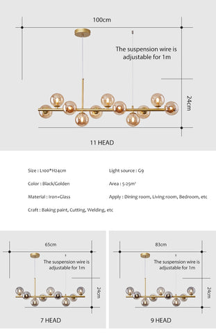 Image of Modern Pendant Glass Ball Chandeliers