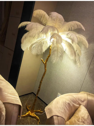 Image of Luxury Nordic Ostrich Feather LED Floor Lamp