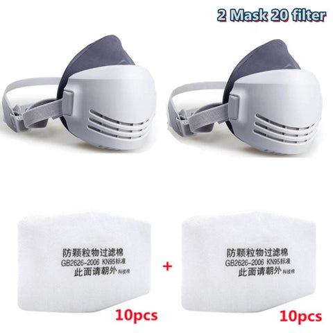 Image of Dust Mask +20pcs Filter Half Face Dust-proof Construction Mask