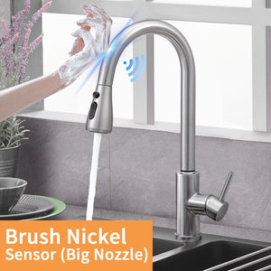 Sensor Kitchen Faucet Stainless Steel With Pull-Out Faucet