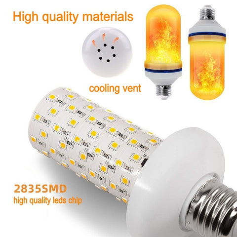 Image of LED Flame Effect Flickering Fire Light Bulb with Gravity Sensor