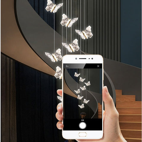Image of Modern Crystal LED Butterfly Pendant Lamp