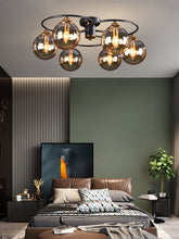 Load image into Gallery viewer, Retro Ball Chandelier Smoky Gray Amber Glass