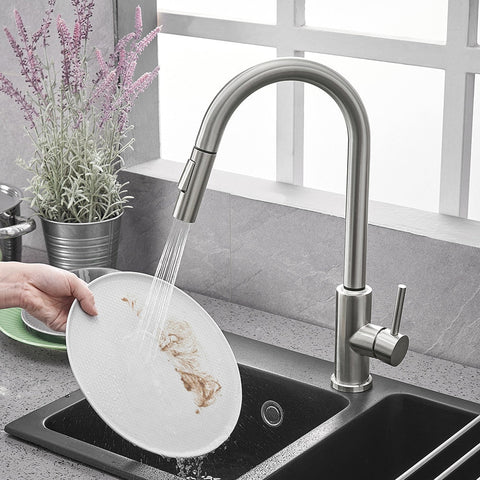 Image of Sensor Kitchen Faucet Stainless Steel With Pull-Out Faucet