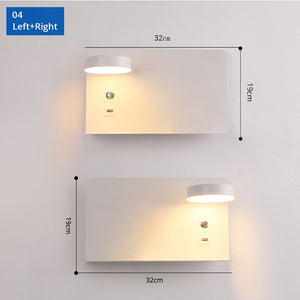 LED Wall Lights With Switch And USB Interface