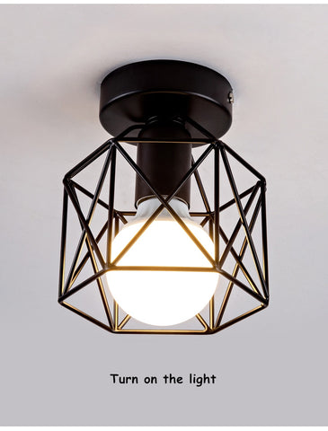 Image of Modern Nordic Black Wrought Iron E27 Led Ceiling Lamps