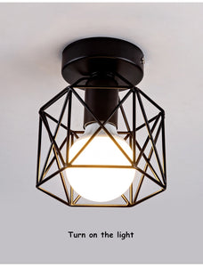 Modern Nordic Black Wrought Iron E27 Led Ceiling Lamps