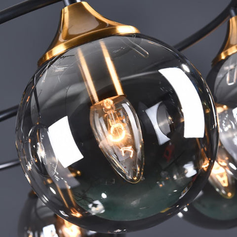 Image of Retro Ball Chandelier Smoky Gray Amber Glass