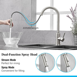 Sensor Kitchen Faucet Stainless Steel With Pull-Out Faucet