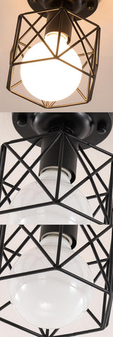 Image of Modern Nordic Black Wrought Iron E27 Led Ceiling Lamps