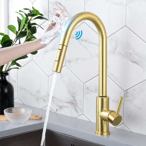 Image of Sensor Kitchen Faucet Stainless Steel With Pull-Out Faucet
