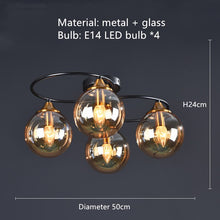 Load image into Gallery viewer, Retro Ball Chandelier Smoky Gray Amber Glass