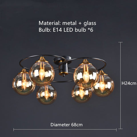 Image of Retro Ball Chandelier Smoky Gray Amber Glass