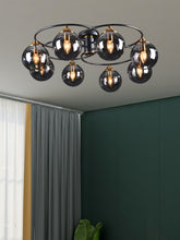 Load image into Gallery viewer, Retro Ball Chandelier Smoky Gray Amber Glass