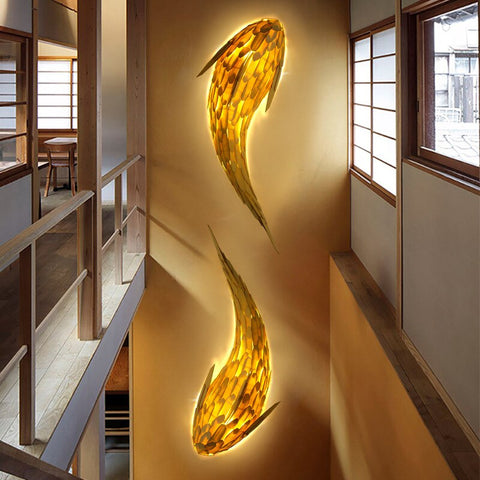 Image of Handmade Fish Wall Lamp Japanese Style