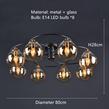 Load image into Gallery viewer, Retro Ball Chandelier Smoky Gray Amber Glass