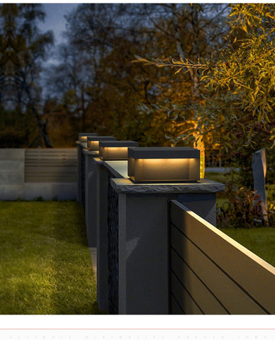 Image of Solar LED Garden Light Outdoor Column Head Light Waterproof Street Light Fence Cap
