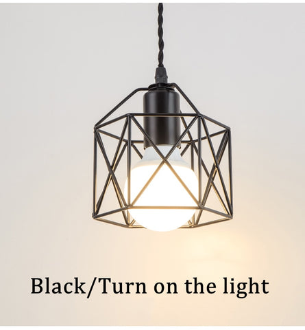 Image of Modern LED Minimalist  Metal Cage Pendant Lamp Iron Gold Black