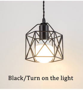 Modern LED Minimalist  Metal Cage Pendant Lamp Iron Gold Black