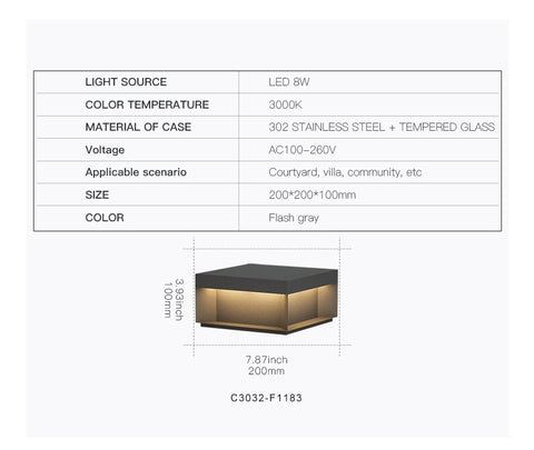 Image of Solar LED Garden Light Outdoor Column Head Light Waterproof Street Light Fence Cap