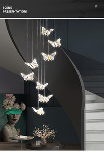 Modern Crystal LED Butterfly Pendant Lamp