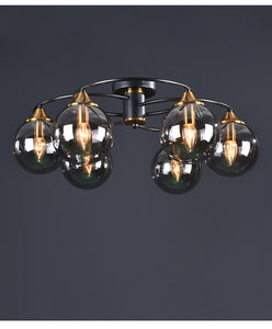 Retro Ball Chandelier Smoky Gray Amber Glass