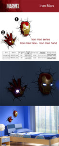 3D Marvel Avengers Series LED Wall Lamp Iron Man Captain America Night Light