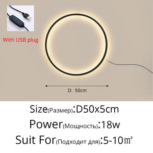 New Modern LED Wall Lights Circle Background Decoration Lamps