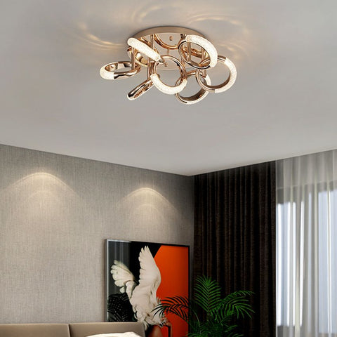 Image of Postmodern Nordic Luxury Golden Ring Iron Chandelier