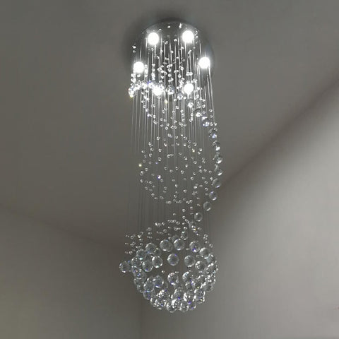 Image of Modern Spiral LED Crystal Chandelier - Fixture for Staircase