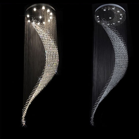 Image of Luxury Spiral Modern Staircase Crystal Chandelier