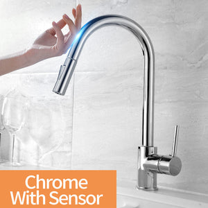 Sensor Kitchen Faucet Stainless Steel With Pull-Out Faucet