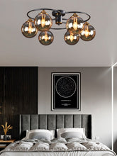 Load image into Gallery viewer, Retro Ball Chandelier Smoky Gray Amber Glass