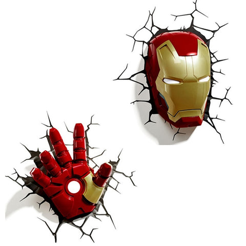 Image of 3D Marvel Avengers Series LED Wall Lamp Iron Man Captain America Night Light