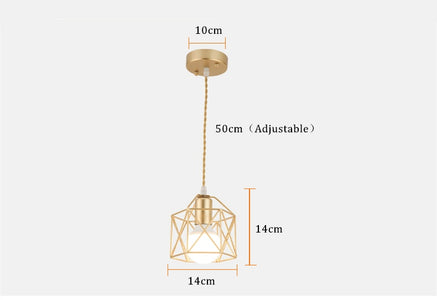 Modern LED Minimalist  Metal Cage Pendant Lamp Iron Gold Black
