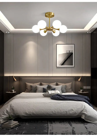 Image of Modern Copper Glass Ball Ceiling Pendant Flush Mount Lamp
