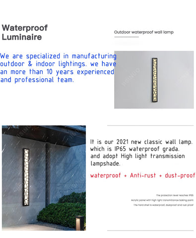 Image of Waterproof Outdoor Aluminum Wall Tall LED Lamp IP65