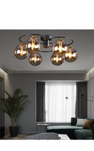 Load image into Gallery viewer, Retro Ball Chandelier Smoky Gray Amber Glass