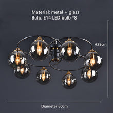 Load image into Gallery viewer, Retro Ball Chandelier Smoky Gray Amber Glass