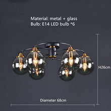 Load image into Gallery viewer, Retro Ball Chandelier Smoky Gray Amber Glass