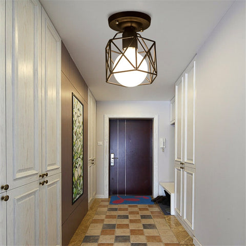 Image of Modern Nordic Black Wrought Iron E27 Led Ceiling Lamps