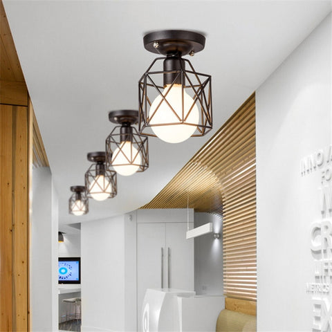 Image of Modern Nordic Black Wrought Iron E27 Led Ceiling Lamps