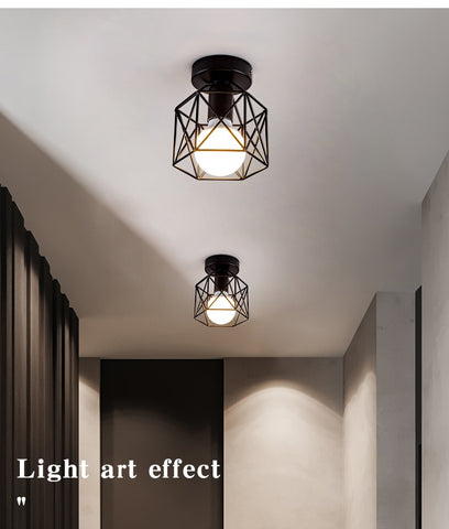 Image of Modern Nordic Black Wrought Iron E27 Led Ceiling Lamps