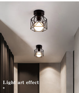 Modern Nordic Black Wrought Iron E27 Led Ceiling Lamps