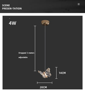 Modern Crystal LED Butterfly Pendant Lamp