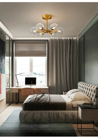 Image of Modern Copper Glass Ball Ceiling Pendant Flush Mount Lamp
